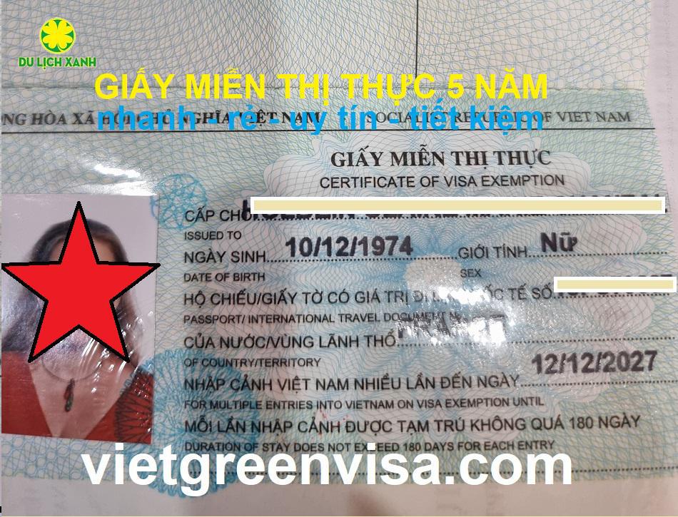 Giấy Miễn thị thực Việt Nam 5 năm: Hồ sơ, Thủ tục, Cách làm