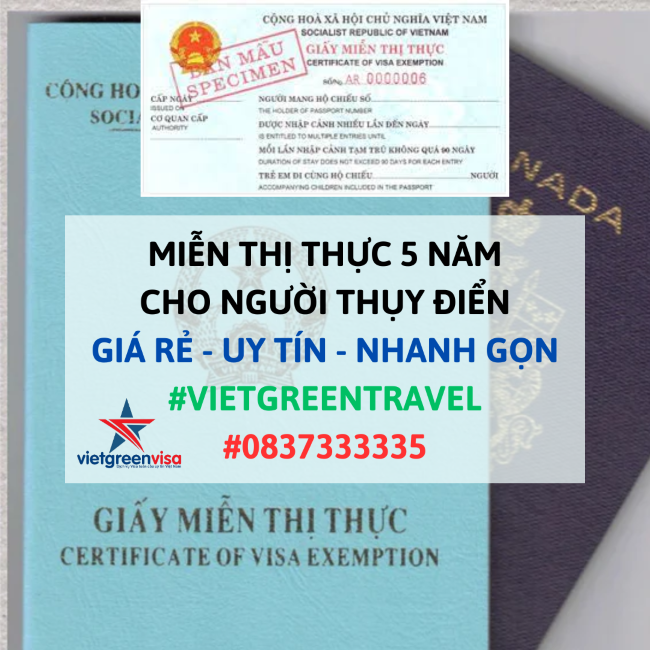 Giấy miễn thị thực, Giấy miễn thị thực cho người Thụy Điển, Giấy miễn thị thực 5 năm cho quốc tịch Thụy Điển, Viet Green Visa